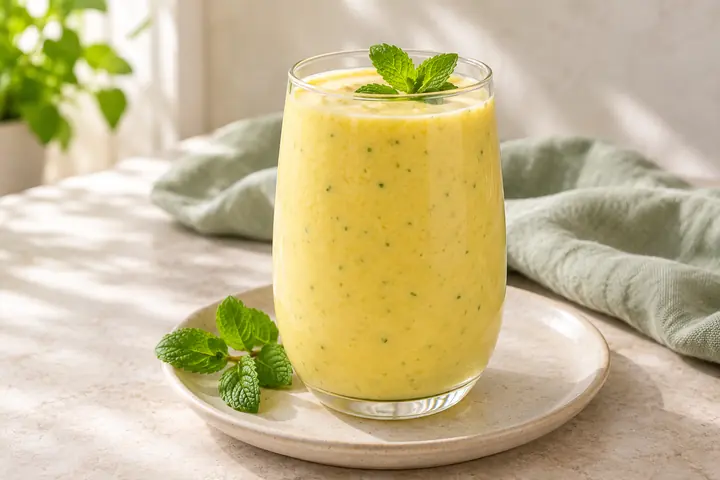 Smoothie mangue, concombre et menthe