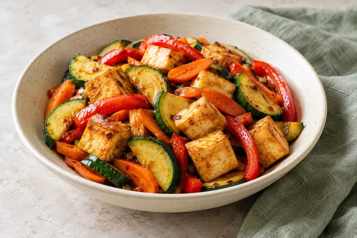 Tofu poêlé aux légumes